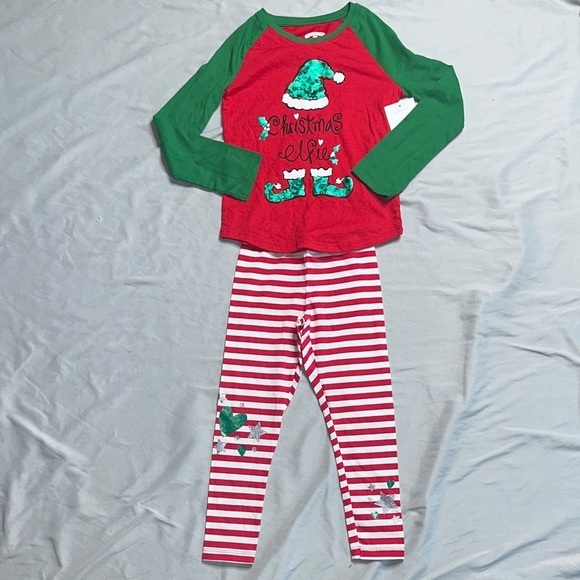 Holiday Time Other - Christmas Elf Kids Pajamas Set - Red and Green